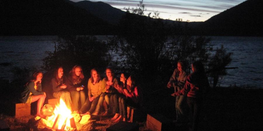 Campfire with friends at the Lodge at Palmer Lake