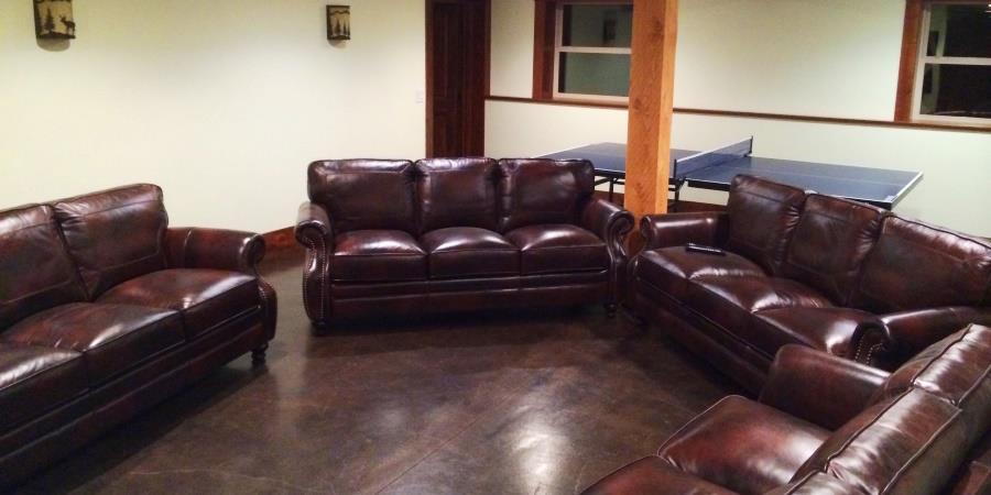 Heated floors and rich leather couches at the Lodge at Palmer Lake